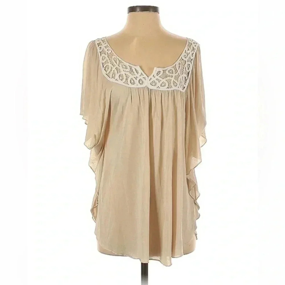 Neiman Marcus Feminine Chic Bohemian Semi Sheer Blouse Size Small S Romantic